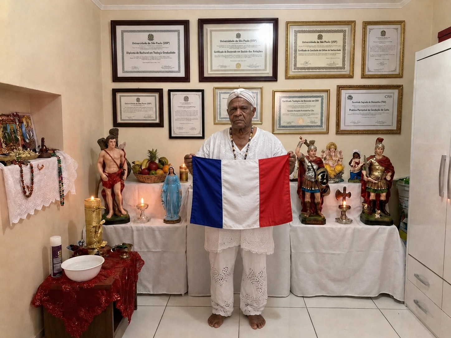 Maître Afonso tenant le drapeau français
